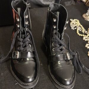 Black Lace-Up Combat Boots